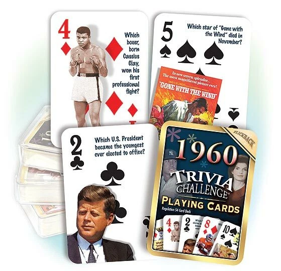 1960 Trivia Challenge Playing Cards: Great 60th Birthday or Anniversary Gift - Image 1 of 1