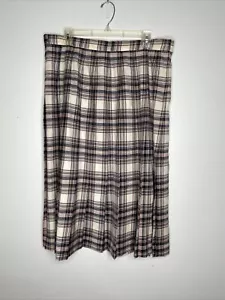 Talbots karierter plissierter Rock aus Wolle Gr. 16 schwarz rosa weiß Tartan Midi hergestellt in den USA - Bild 1 von 5