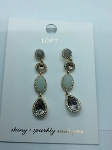 $29.50 loft long crystal drop earrings C47 - Picture 1 of 3