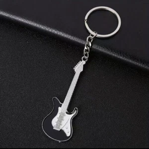 1 Pcs Black Electric Guitar Keychain Keyring Novelty Music Cute Fun Gift - Picture 1 of 4