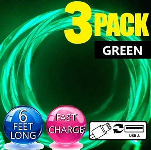 3 Pack 6FT LED Fast Charge Cable 8 Pin USB Cord for Apple iPhone 8 X XR 11 12 13 - Picture 1 of 18