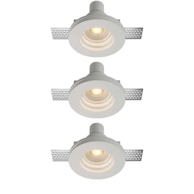 3X FARETTI ROTONDI IN GESSO CERAMICO A SCOMPARSA PER CARTONGESSO LED GU10 MOLLA - Immagine 1 di 4