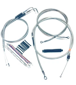 Extended SS Cable Brake Line Kit 14" Ape Handlebar 96-06 Harley FATBOY - Picture 1 of 1