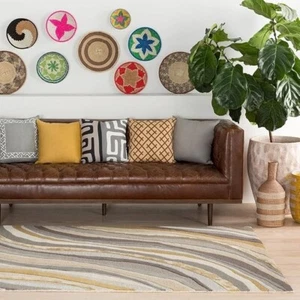Artisan Handmade Contemporary Rug 9x12 - Unique Abstract Lines -Neutral PaletteL - Picture 1 of 4