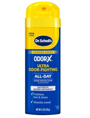 Polvo en aerosol para pies Dr. Scholls Odor-X Ultra para combatir olores 4,7 oz Foto 1 de 4