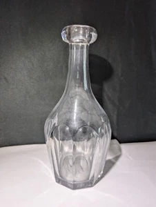 ANTIQUE BAR BACK CUT CRYSTAL GLASS DECANTER BOTTLE CARAF NO STOPPER 9" #1F - Picture 1 of 9