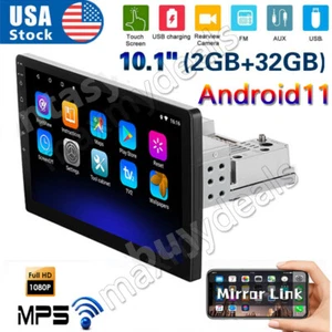 SIngle Din 10.1" Car Stereo FM GPS WiFi MP5 Player Touch Screen Radio Android 11 - Picture 1 of 10