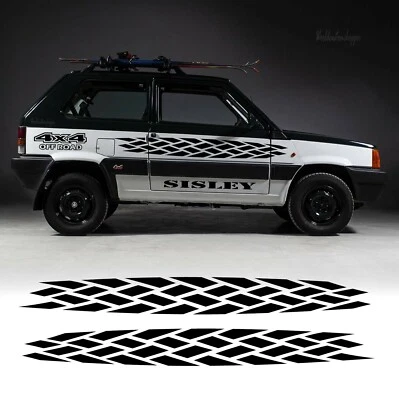 WORLDCUSTOMCHOPPER Adesivi Stickers Fiat Panda Sisley 4x4 Off Road Fasce laterali kit completo