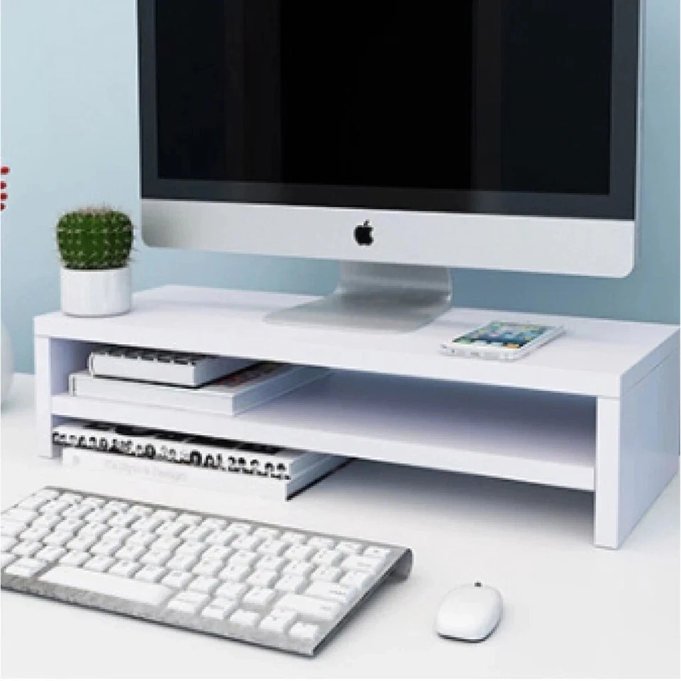 PC Desktop 2 Panel Monitor Screen Increased Shelf Base Riser Keyboard Rack - Image 1 of 4