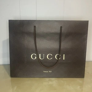 AUTHENTIC GUCCI Fiernze 1921 Brown Shopping Bag Rope Handle Embossed 15x11.5x6 - Picture 1 of 9