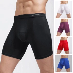 Boxer uomo modal intimo gamba lunga tronchetto sportivo traspirante rigonfiamento marsupio slip nuovo - Foto 1 di 17