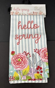 Spring Easter Dish Tea Towels Hello Spring by Giftcraft - Picture 1 of 5