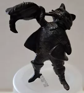 Black Cat Candlestick Candleholder Cast Iron Soviet Era Russian Puss n Boots Hat - Picture 1 of 8
