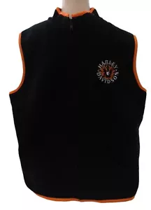 Harley Davidson Fleece Vest Mock Collar Embroidered Eagle Zip Chest51 Womens 1W - Picture 1 of 9