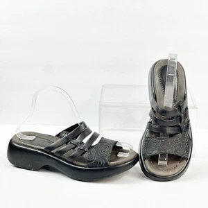 Sandalias Dansko de cuero negras en relieve para mujer 7,5 8 EUR 38 zapatos con tiras - Imagen 1 de 11