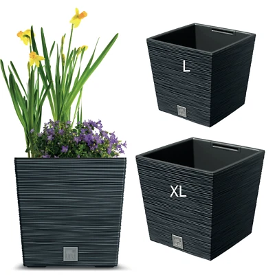 Blumentopf 3D Rillen Pflanzgefäß Einsatz Pflanzkübel Blumenkübel Anthrazit L/XL - Bild 1 von 3