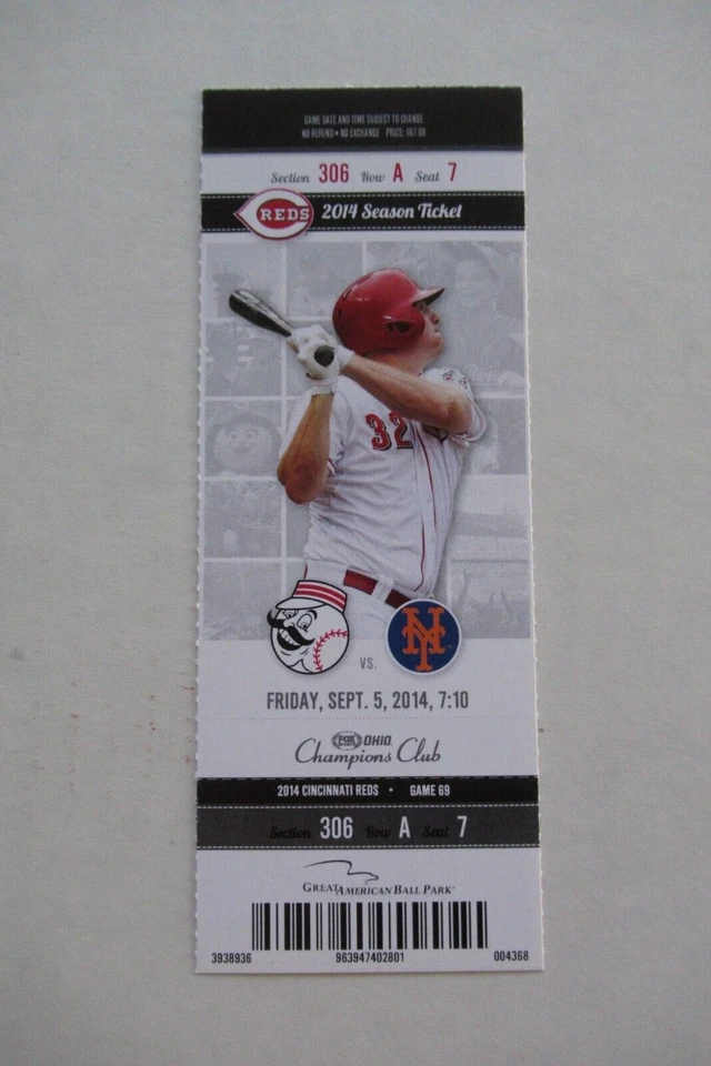 Boleto completo Cincinnati Reds vs Mets 5/09/2014 ~ D'arnaud/Granderson/Frazier+ HRs Foto 1 de 1