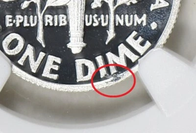 2017-S Reverse Struck Thru NGC PF69 UCAM Roosevelt Silver Dime Proof Error - Image 1 of 4