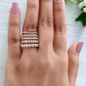 Round Brilliant Cut Lab Grown Diamond Band Full Eternity Wedding Band FD305 - Picture 1 of 10