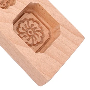 Mooncake Mold 2 Holes Chinese Style Wooden HandMade Pastry Baking Mold - Picture 1 of 22