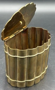 Vtg Regency Style Ribbed Brass Bamboo Oval Trinket Box By Mottahedeh India - Picture 1 of 5