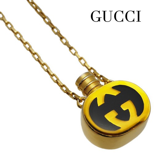 Y0715 Collana Bottiglia Profumo Logo Gucci GG Ciondolo Vintage Usato
