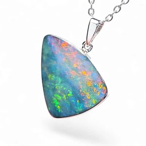 Alivio' großer echter australischer Opal Anhänger Silber Edelstein Geschenk 11,2ct O48 - Bild 1 von 6