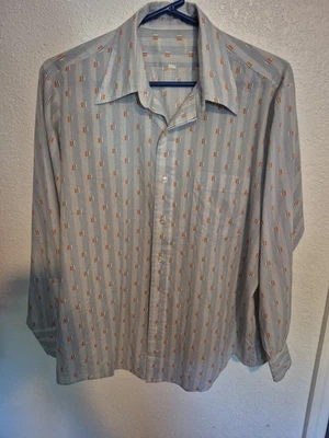 Vintage 1960s-70s Collared Shirt Mens 16-33 Medium Button Up Great Print - Image 1 of 4