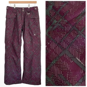 Oakley Thinsulate Printed Snowboard Ski Pants Plum Women’s Small Retro Y2K - Picture 1 of 16