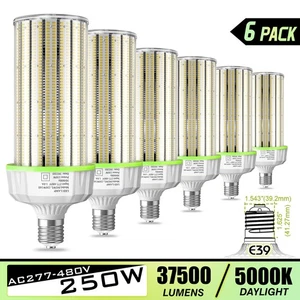 1000W Equivalent -6Pack AC277-480V 250W LED Corn Light Bulb E39 Large Base 5000K - Picture 1 of 13