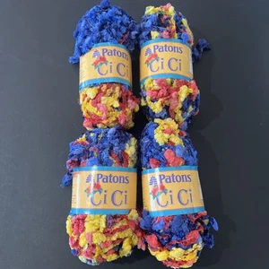 PATONS CICI Rio & Red Bulky 6 BRIGHT MULTI COLOR YARN - Lot of 4 skeins 50g 36yd - Picture 1 of 4