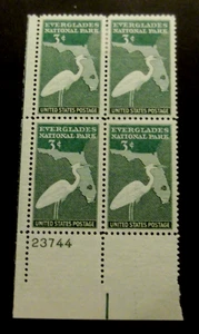 US-1947-3c Everglades National Park-Plate Block of 4-MH Good gum - Picture 1 of 2