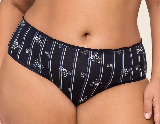 NUEVO CON ETIQUETAS-Lane Bryant Azul Floral con Rayas Bragas Hipster Talla 22/24 Minorista: $10.50 Foto 1 de 3