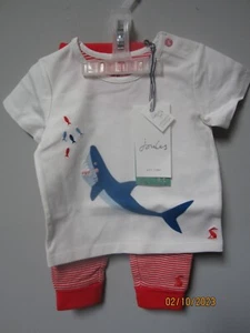 Joules Baby Boy Byron White Shark Shirt & Pant Set Size 6-9M Boutique Applique - Picture 1 of 3