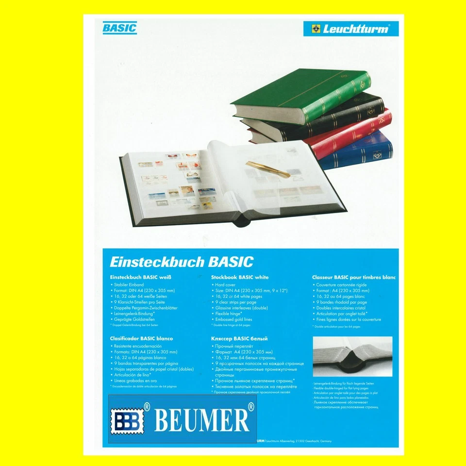 Clasificador LEUCHTTURM.Modelo BASIC. 32 Páginas Blancas. ROJO