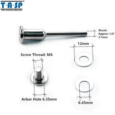 6PC Mandrel Rotary Holder For Dremel Screw Head 1/4" Arbor Hole 1/8" 3.2mm Shank - Image 1 of 3