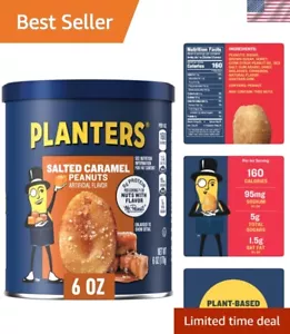 Conveniente bote de 6 oz de cacahuetes caramelo salado - golosina a base de plantas compartible - Imagen 1 de 9