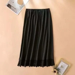 Solid color Safety Underskirt Slips Skirt High Waist Lining Petticoat Summer - Picture 1 of 14