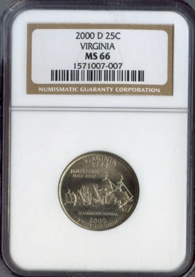 2000-D Virginia State Quarter NGC MS66 Business Quality - Image 1 of 2