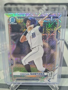 2021 1st Bowman Chrome Prospects Christian Santana Mojo Refractor BCP-186 Tigers - Bild 1 von 2