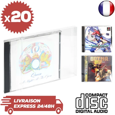 20 Boitiers Protection Crystal Box compatible CD ROM Album SEGA SATURN Neufs