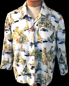 Vintage Linen Blazer Jacket top Button Up 10P Spain Sail Boat Jennifer Moore - Picture 1 of 9