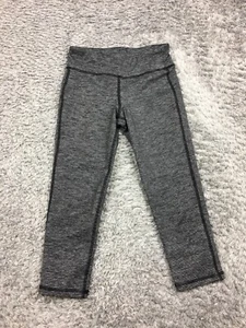 Old Navy Capri Pants Girls Youth Size Large Gray Striped Go-Dry Pull On Stretch - Picture 1 of 12