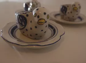 Tiffany & Co Porcelain (4) Baby Chick (Blue-White-Yellow) Egg Cup Holders Easter - Picture 1 of 10
