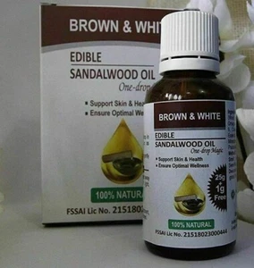 Brown & White Sandalwood Edible Oil 100% Veg - 25 ml Dr. Shalini ORIGINAL - Picture 1 of 1