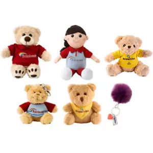 More details for rainbows brownies girl guides teddy bear fluffy pom pom keyring olivia doll toy 