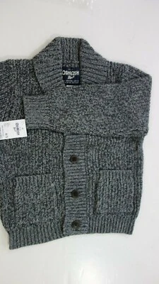 Cardigã OshKosh B'gosh masculino 4-12 xale colarinho botão para baixo tamanho 4/5 preto suéter - Imagem 1 de 4