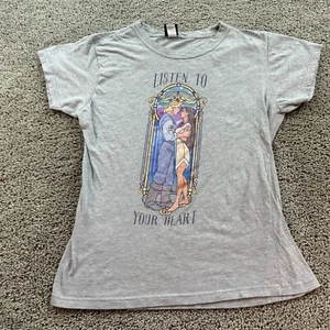 Disney Pocahontas Shirt Girls XXL 2XL Gray Blue Listen To Your Heart Kids FLAW - Picture 1 of 11
