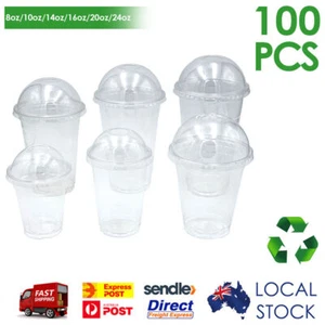 100 sets Cold Drink Cup w/ Dome Lid Iced Coffee Smoothies Milk Shake - Picture 1 of 7