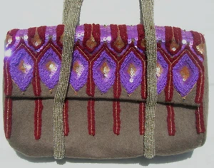 NEW WHISTLES EMBROIDERED BEADED SEQUIN WOOL BAG ANTHROPOLOGIE MADE IN INDIA - Picture 1 of 1